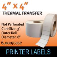 Thermal Transfer Labels 4" x 4" Non Perf